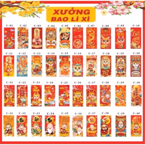 Set 100 Bao Lì Xì Tết Nhâm Thìn 2024 Chất Giấy C150 Đẹp Size To 8X16Cm - Gdn