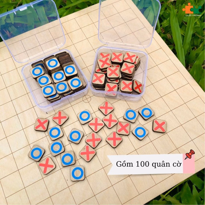 Bộ Cờ Caro X-O Bằng Gỗ, Bàn Cờ Gỗ Trò Chơi Trí Tuệ Caro - Ctb760 - Ảnh 3