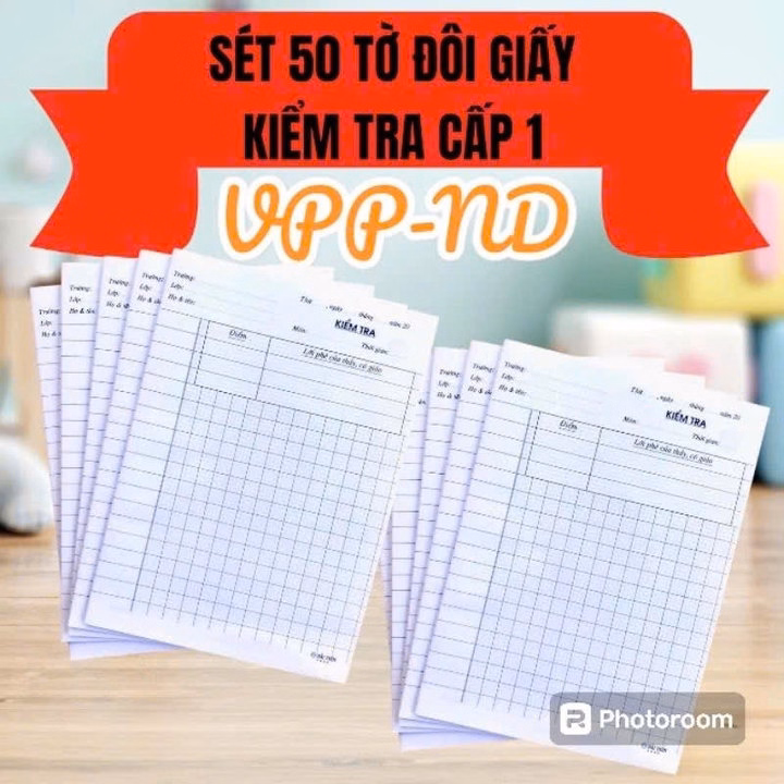 Túi 50 Tờ Đôi Giấy Kiểm Tra Ôly Cấp 1 Hải Tiến Vip Pro.(Ko Nhoè-Ko Thấm Mực - Viết Là Đẹp) - Ảnh 3