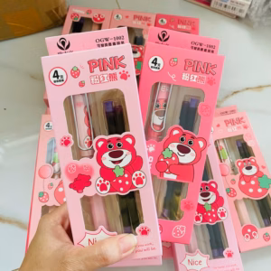 Hộp Bút Máy Xóa Gấu Dâu Kèm 4 Ống Mực Xóa Được 021 - Lady'S Passion