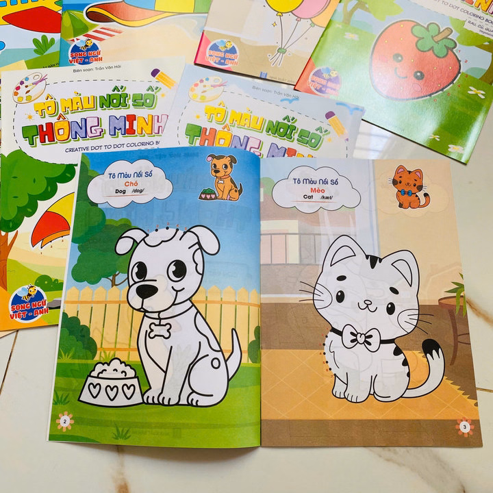 Túi 8 Quyển Tô Màu Nối Số Thông Minh Song Ngữ Anh Việt 8 Chủ Đề 003 - Lady'S Passion - Ảnh 3