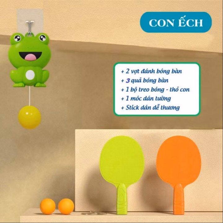 Đồ Chơi Bóng Bàn Treo Tường Hình Con Ếch Xanh Siêu Kute