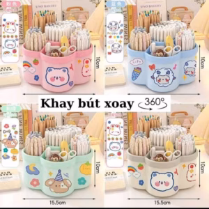 Khay Đựng Bút Để Bàn Nhiều Ngăn Xoay 360 Độ Tiện Ích
