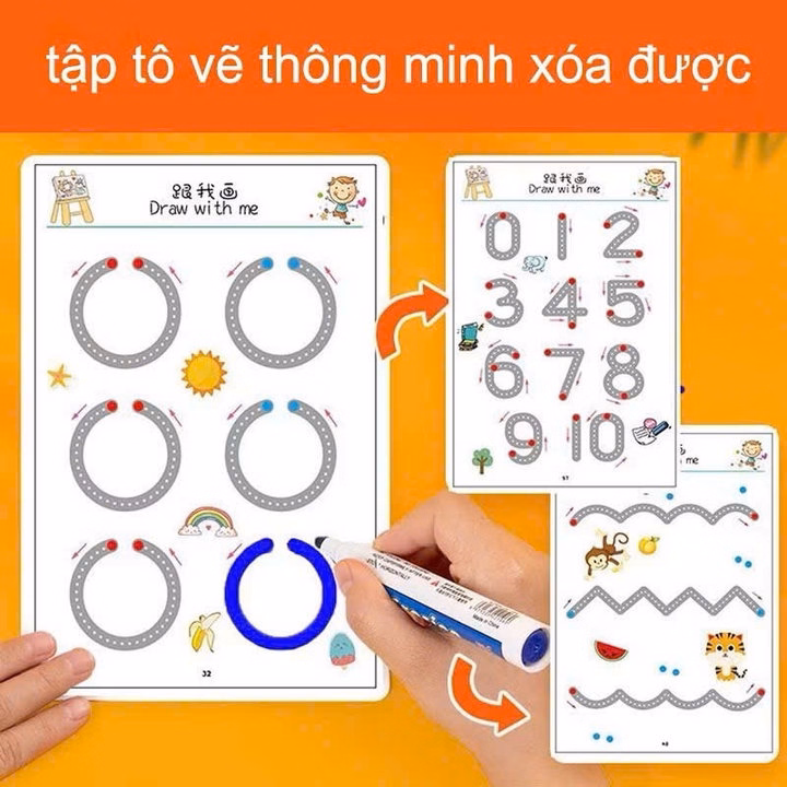 Bộ Tập Tô Vẽ Thông Minh Xóa Được 64 Trang Tặng Kèm 6 Bút Dạ & Mút Xóa Sp0330 - Lady'S Passion - Ảnh 9