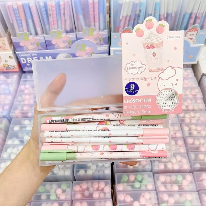 Hộp 12 Bút Gel Xóa Nắp Đậy Chosch Sp0453 - Lady'S Passion - Ảnh 3