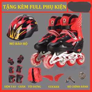 Giày Patin Trẻ Em 4 Bánh Cao Cấp, Full Size, Full Bảo Hộ Mũ Tay Chân Gd115 - Lady'S Passion