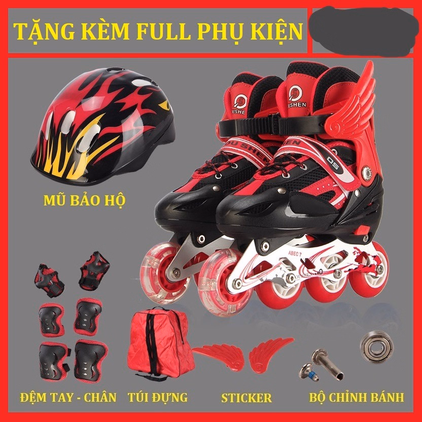 Giày Patin Trẻ Em 4 Bánh Cao Cấp, Full Size, Full Bảo Hộ Mũ Tay Chân Gd115 - Lady'S Passion