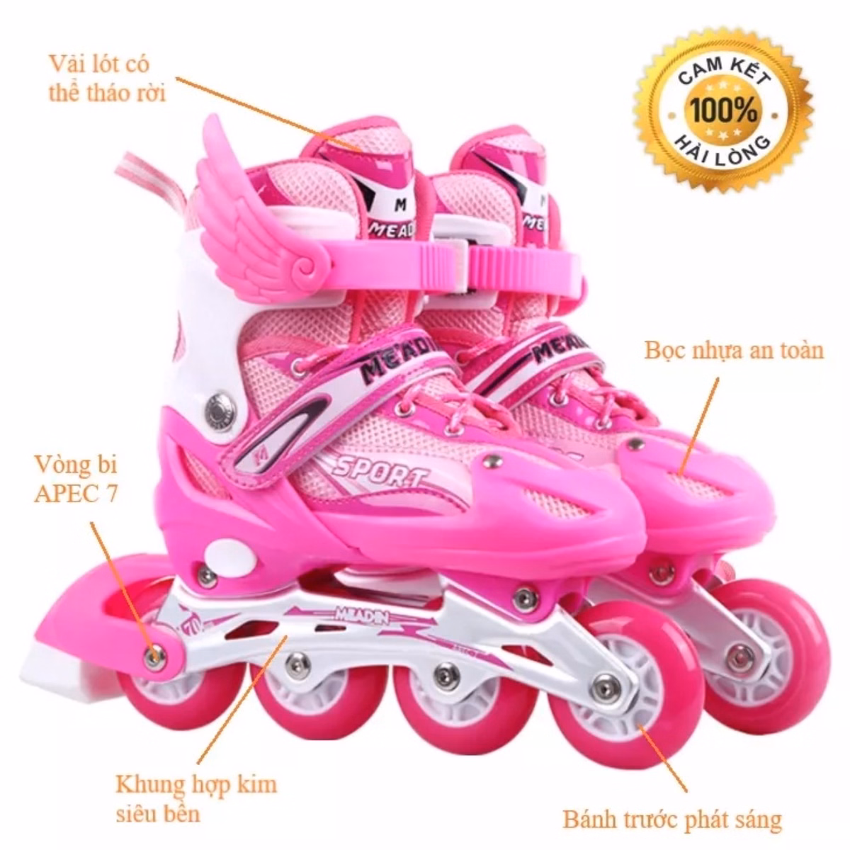 Giày Patin Trẻ Em 4 Bánh Cao Cấp, Full Size, Full Bảo Hộ Mũ Tay Chân Gd115 - Lady'S Passion - Ảnh 8