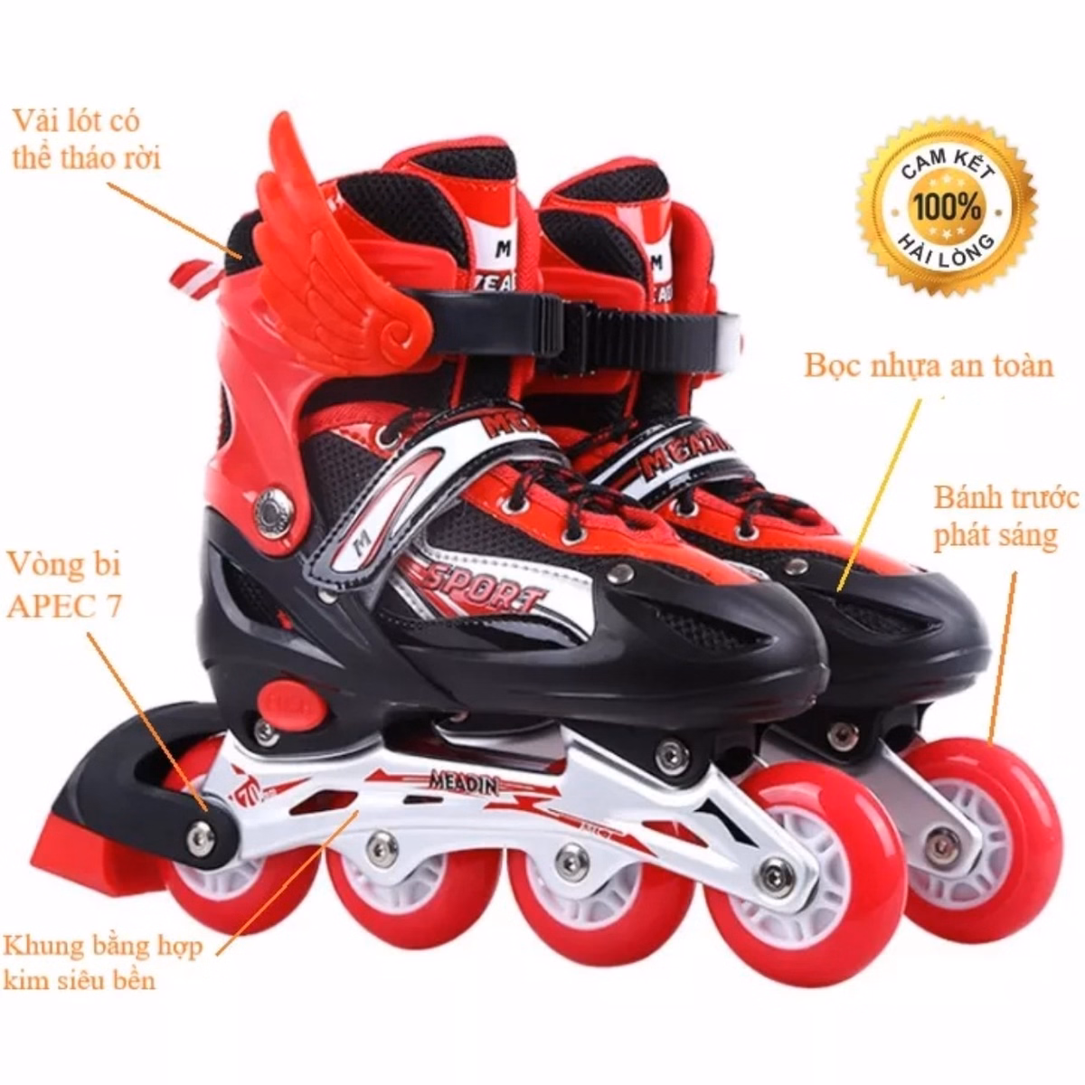 Giày Patin Trẻ Em 4 Bánh Cao Cấp, Full Size, Full Bảo Hộ Mũ Tay Chân Gd115 - Lady'S Passion - Ảnh 3