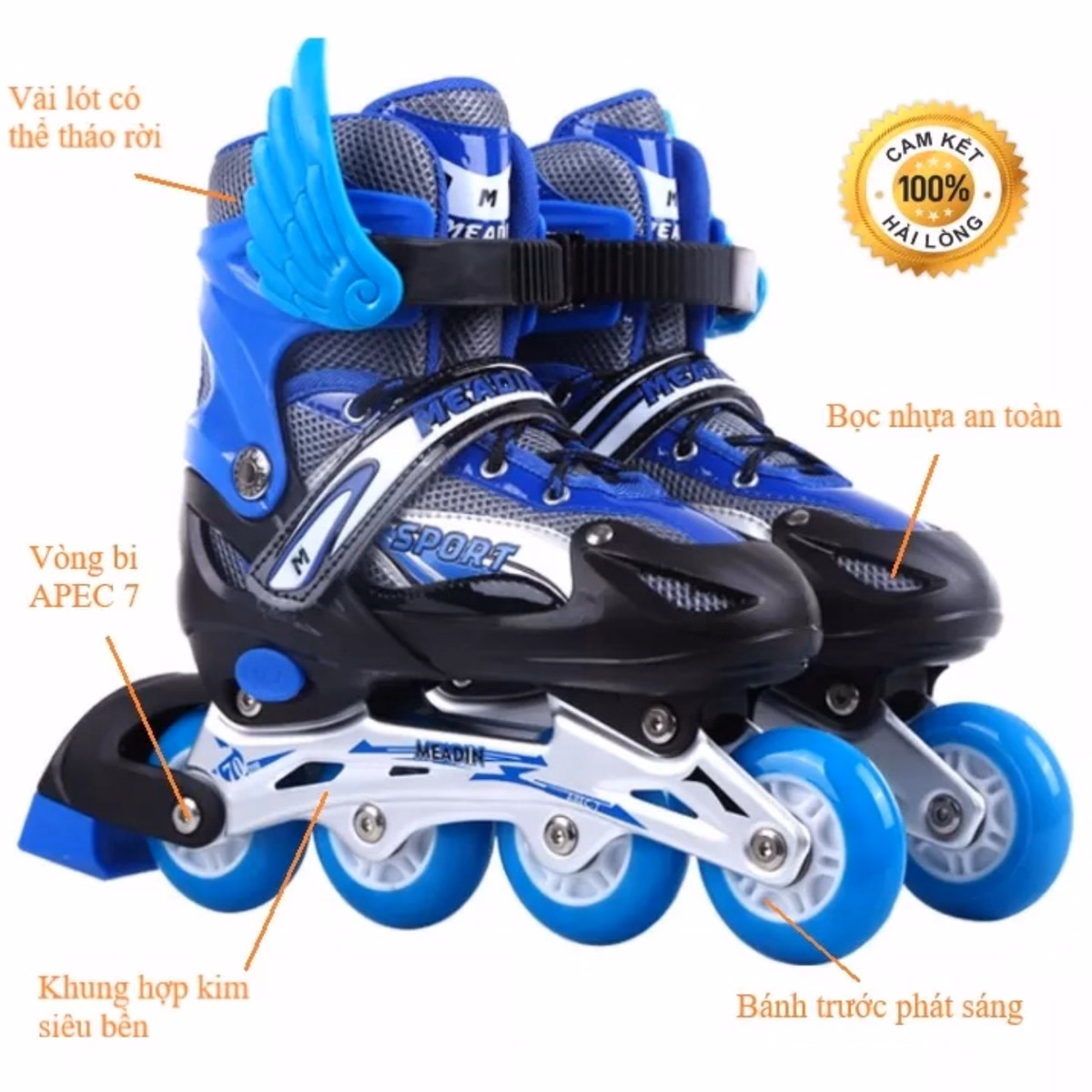 Giày Patin Trẻ Em 4 Bánh Cao Cấp, Full Size, Full Bảo Hộ Mũ Tay Chân Gd115 - Lady'S Passion - Ảnh 7