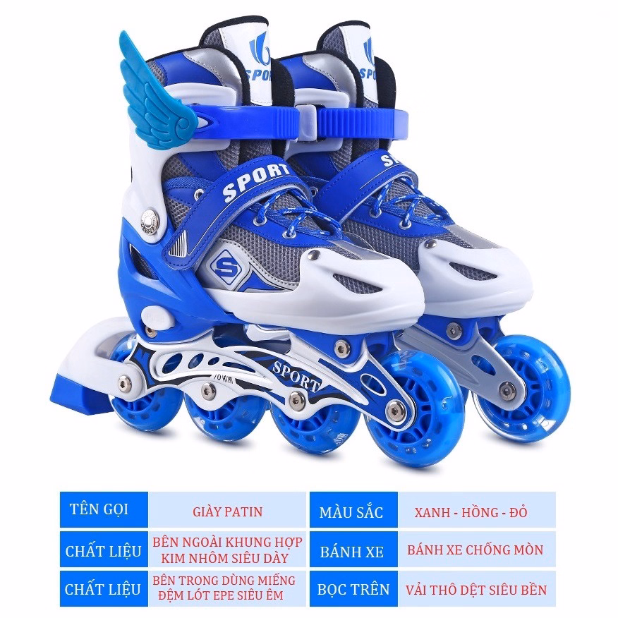 Giày Patin Trẻ Em 4 Bánh Cao Cấp, Full Size, Full Bảo Hộ Mũ Tay Chân Gd115 - Lady'S Passion - Ảnh 11