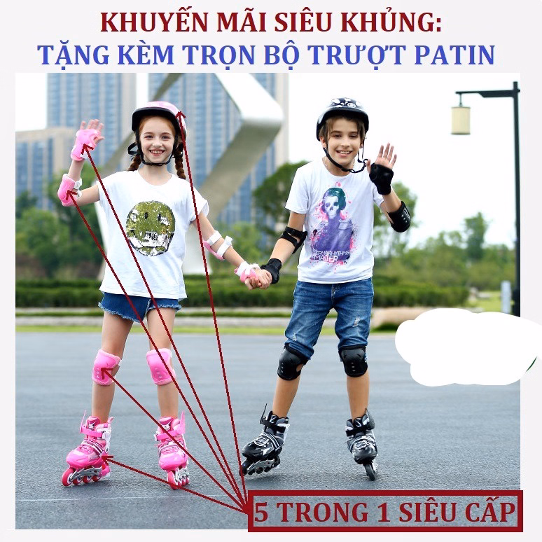 Giày Patin Trẻ Em 4 Bánh Cao Cấp, Full Size, Full Bảo Hộ Mũ Tay Chân Gd115 - Lady'S Passion - Ảnh 14