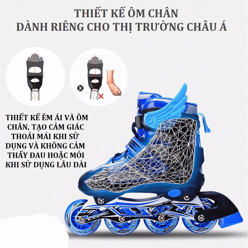 Giày Patin Trẻ Em 4 Bánh Cao Cấp, Full Size, Full Bảo Hộ Mũ Tay Chân Gd115 - Lady'S Passion - Ảnh 16