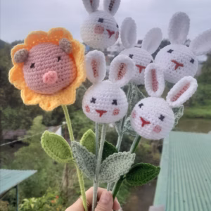 Một Cành Hoa Thỏ Bằng Len Handmade Yk07-Yukishop