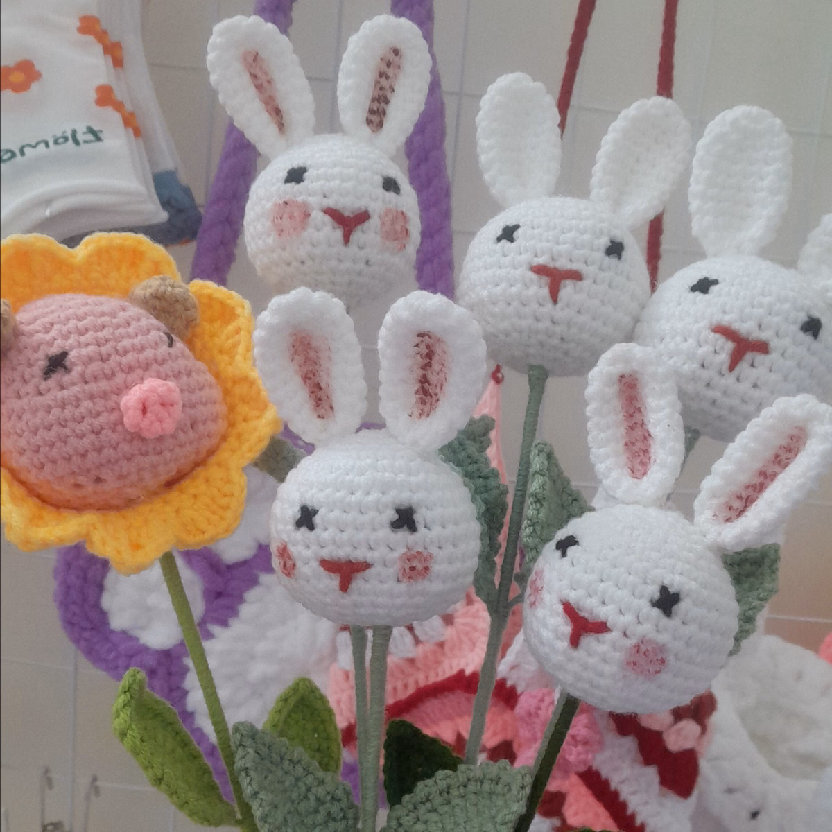 Một Cành Hoa Thỏ Bằng Len Handmade Yk07-Yukishop - Ảnh 3